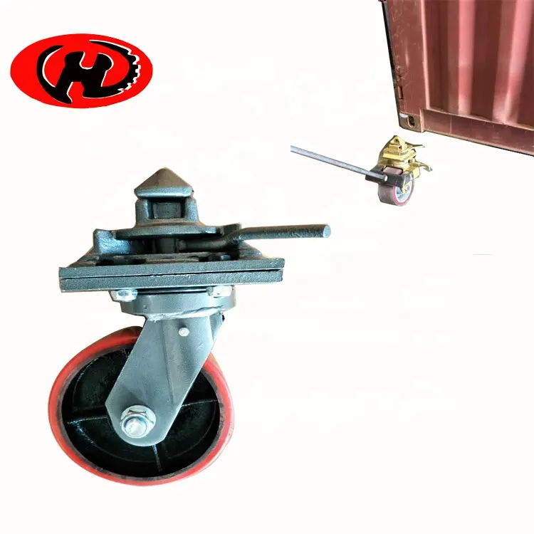 super heavy duty 8x3 inch ISO shipping container PU Caster Wheel with twist lock system