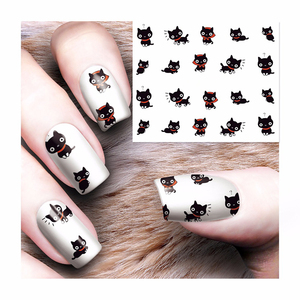 Nueva moda encantadora de transferencia de agua 3D gris lindo gato uñas adhesivo de papel de aluminio - Product Image 3