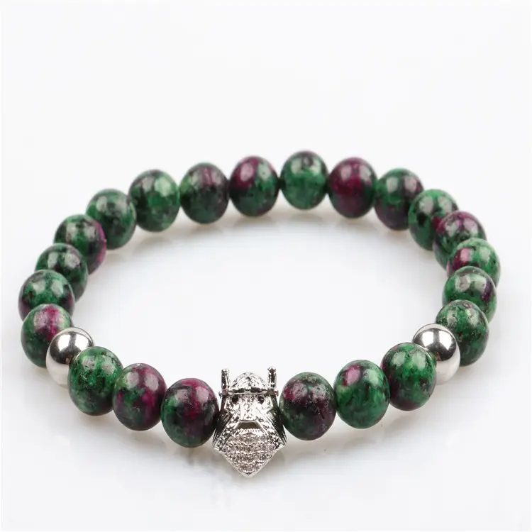 Handmade Trendy Jewelry 8mm Natural Stone Beads Ally Charm Elastic Bracelets
