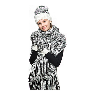 Chaude De Mode Acrylique Matériel Femmes Tricoté Écharpe <span class=keywords><strong>Gant</strong></span> Et Chapeau Cap Set - Product Image 4