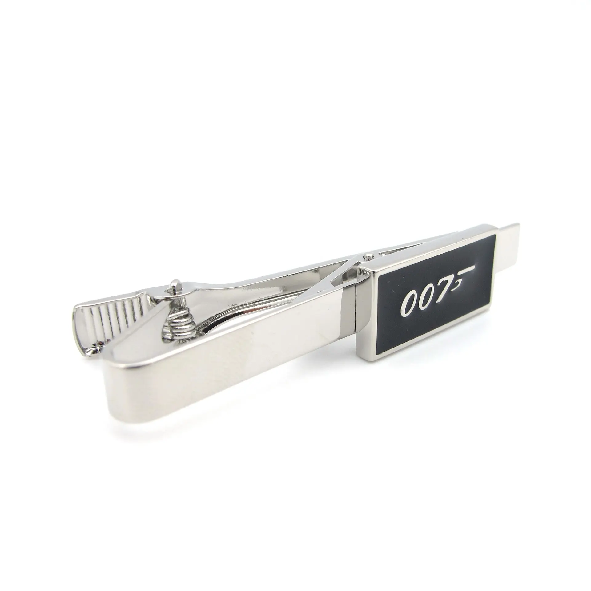 007 Серебряный/черный эмалированный металлический зажим для галстука