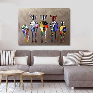 Pintura al óleo de Pared Impresión de Cebra Colorida Moderna de Lona <span class=keywords><strong>Arte</strong></span> Abstracto de Decoración Salón Sin Marco o Marco S M - Product Image 4