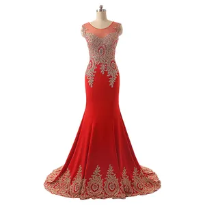 欧洲时尚设计女士新款长款性感珠饰连衣裙女士红色晚会伴娘礼服