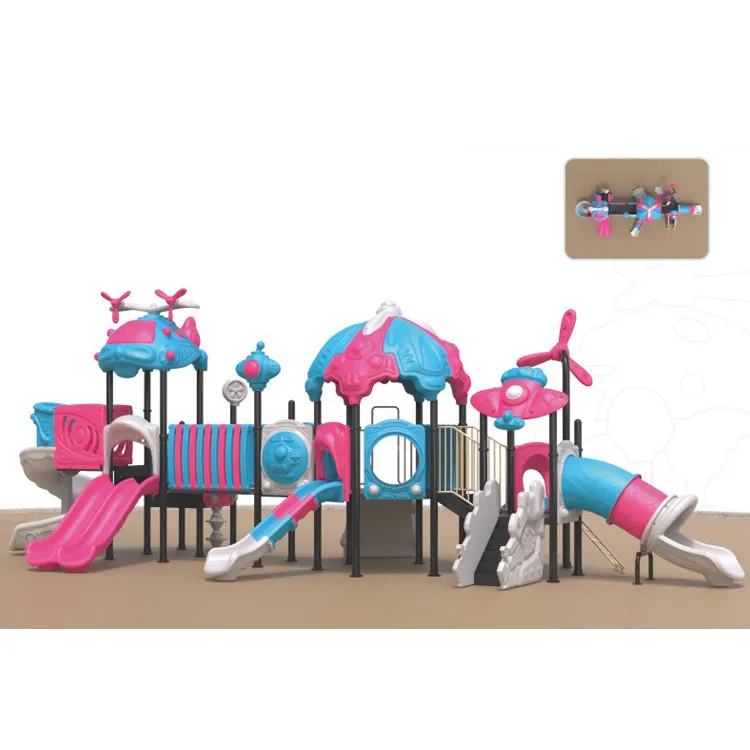Kinder cartoon outdoor spielplatz ausrüstung mit S rutsche & mini geschlossen rutsche