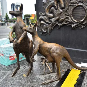 Jardim ao ar livre tamanho vida animal do metal escultura de bronze estátua de canguru