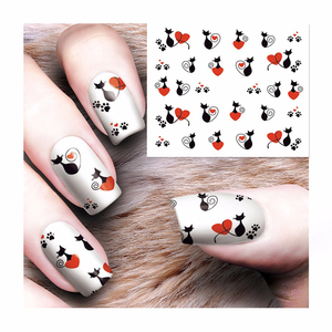 Nueva moda encantadora de transferencia de agua 3D gris lindo gato uñas adhesivo de papel de aluminio - Product Image 1