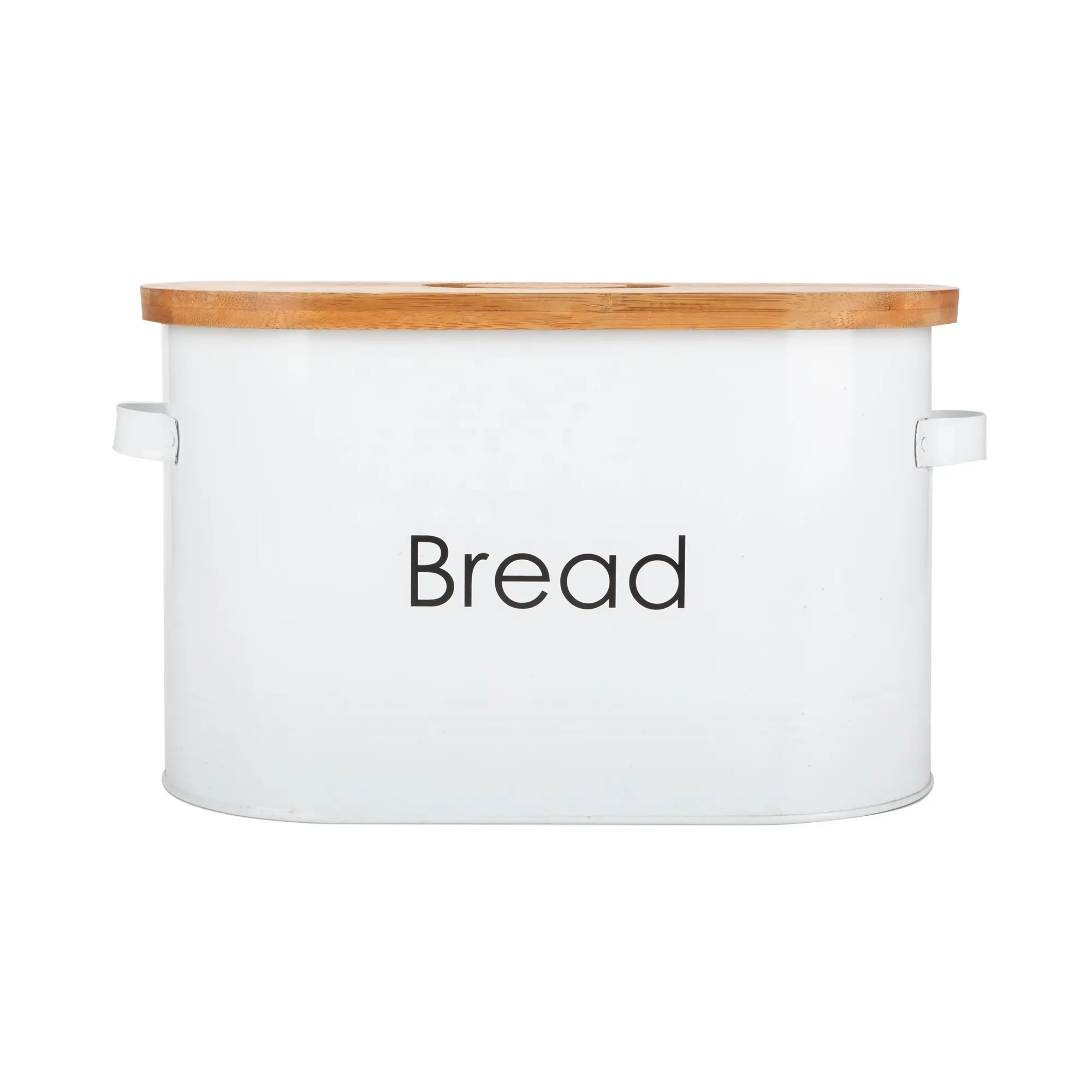 Grande moderno de Metal para el pan Bin con tapa de madera para la cocina caja de pan