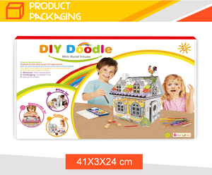 Niños <span class=keywords><strong>3D</strong></span> rompecabezas DIY cartón Casa de color del Doodle del Aqua con jadeo pluma - Product Image 5