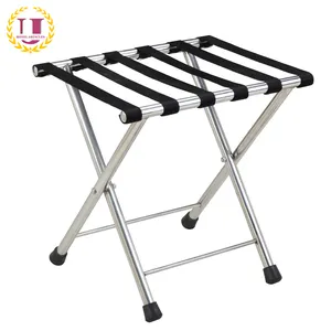 Gấp Kim Loại Hành Lý Rack Với 6 Nylon Dây Đeo