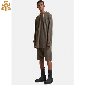 Hombre blanco No bolsillo logotipo personalizadogris de gran tamaño de lazo llano con capucha Sudadera con capucha hip hop - Product Image 2