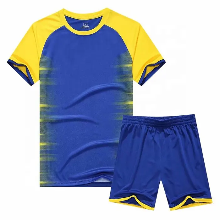 Mavi sarı tasarım futbol forması renk değiştirme süblimasyon özel logo futbol takımları