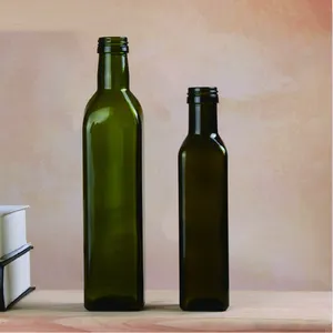 Amplio stock precio de fábrica oscuro cristal verde botella de aceite de oliva 750 ml