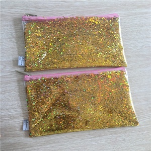 Mới nhất thời trang vàng Confetti PVC <span class=keywords><strong>Pouch</strong></span> với dây kéo đóng cửa nhân vật khuôn mẫu túi cho trang điểm - Product Image 3