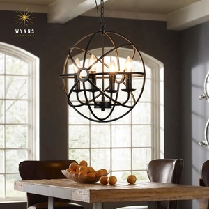 <span class=keywords><strong>Foucault</strong></span> Retro hierro forjado LED lámpara bombilla Vintage restauración Orb iluminación araña para el hogar Oficina Hotel decoración interior - Product Image 4