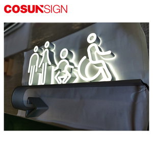 Placa con número de nombre para puerta de baño de lavado grabado con diseño de iluminación LED, señalización - Product Image 2