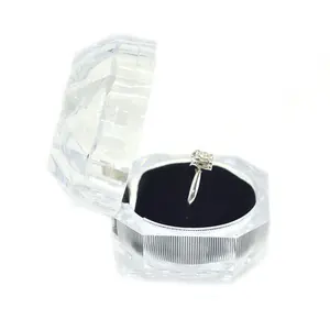 High-grade Clear Glass Crystal Ring Box Acrylic Jewelry Case Boxes For Ring And Earring