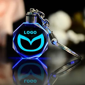 3D Laser Khắc Thủy Tinh Móc Chìa Khóa Xe Logo Trống Led Pha Lê Keychain