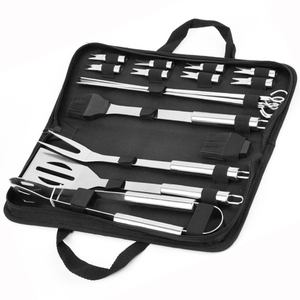 Bán Chạy Bộ Dụng Cụ Cắm Trại Ngoài Trời Bán Chạy 18 Chiếc Bộ Dụng Cụ <span class=keywords><strong>Bbq</strong></span> Cán Gỗ Có Túi - Product Image 5