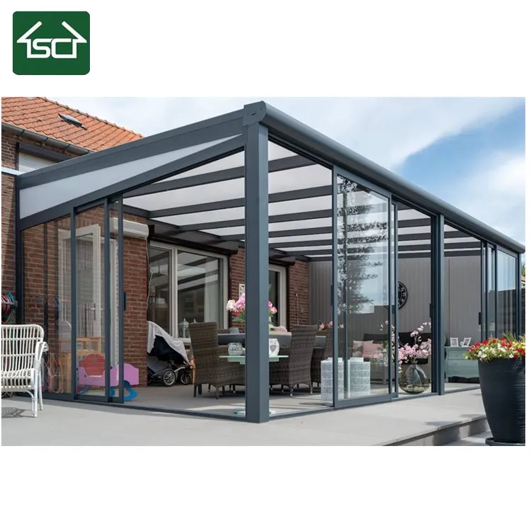 Ral 7016 Antracite Grigio di colore di Alluminio Veranda In Alluminio con Tetto