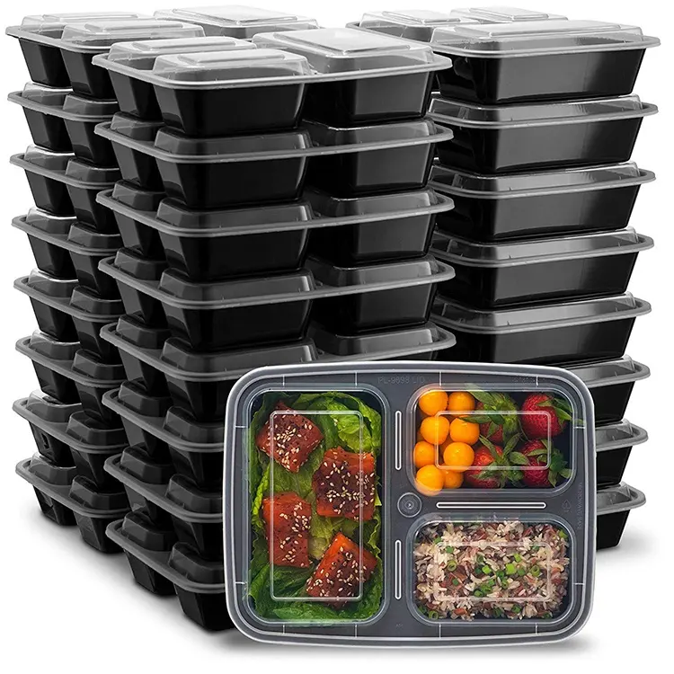 Boîtes à déjeuner jetables empilables sans BPA 1000ml congélateur micro-ondes boîtes à Bento jetables