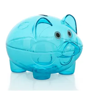 玩具厂制造硬塑料卡通透明小猪银行，ABS 透明塑料小猪银行
