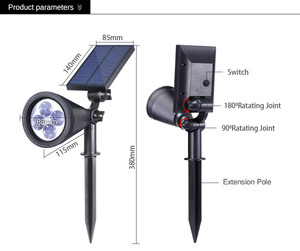 Landschaft Solar Rampenlicht LED Garten Licht niedrigen preis led-strahler 2 paket solar wiederaufladbare scheinwerfer - Product Image 1
