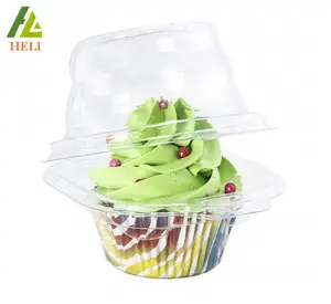 Hot Sale HACCP Certified Professional Disposable PET Clamshell Plastic <strong>Individual</strong> <strong>Cupcake</strong> Holder <strong>Box</strong> for Sandwich Sushi Serving - Product Image 1