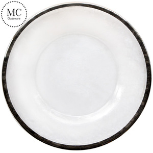 Al por mayor 13 pulgadas plata redondo vidrio llanta cena placa del cargador - Product Image 1