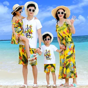 2019 summer beach flower clothing mom and daughter dresses cool family matching set clothes
