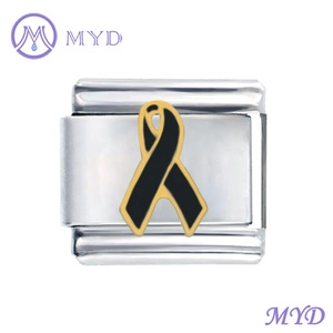 In acciaio inox nastro rosa Cancro Al Seno di Avviso di Emergenza Medica italiana di fascini per i braccialetti - Product Image 6