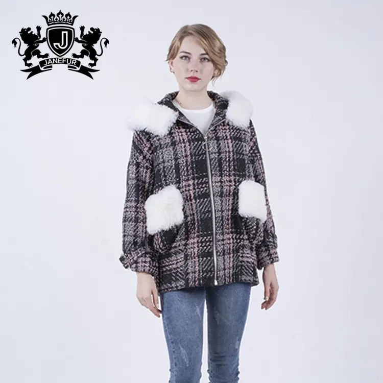 Новая мода Настоящее овец меховой воротник украшения верхняя одежда Элегантные зимние парка для женщин