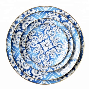Blu Commercio All'ingrosso di Ceramica 12 pollice Caricatore Piatto Da Sposa Noleggio Con Logo - Product Image 2