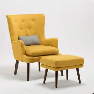 Kursi Wingback Kain, Set Kursi Sofa Tunggal Furnitur Rumah untuk Ruang Tamu, Kursi Aksen dengan Sandaran Kaki Grosir