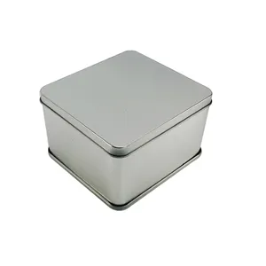 Caja de té de lata cuadrada con impresión de plata y metal personalizada con capa de papel de sellado