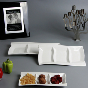 <span class=keywords><strong>Restaurante</strong></span> de blanco, rectangular, <span class=keywords><strong>tapas</strong></span> de cerámica 3 compartimiento placa - Product Image 1