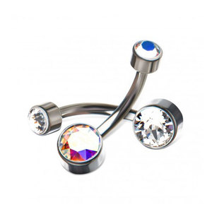 Anillos <span class=keywords><strong>de</strong></span> ombligo con rosca interna <span class=keywords><strong>de</strong></span> <span class=keywords><strong>titanio</strong></span> sólido G23, conjunto <span class=keywords><strong>de</strong></span> bisel <span class=keywords><strong>de</strong></span> doble circón superior, joyería para <span class=keywords><strong>Piercing</strong></span> en el ombligo - Product Image 2