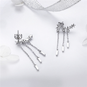 Qings Long <strong>Earrings</strong> 925 Sterling <strong>Silver</strong> Zircon <strong>Chain</strong> <strong>Earrings</strong> With High Quality - Product Image 3
