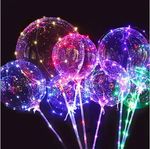 New supply 18 Inch Clear Round flying Led Bobo Bubble Clear Balloons With LED Light Christmas Hallowmas Party Decoration