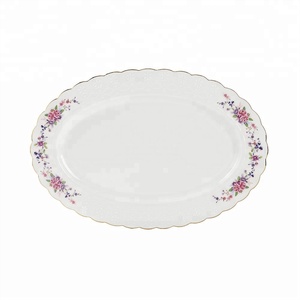En gros pas cher poissons chargeur en relief assiette avec <span class=keywords><strong>or</strong></span> bordé - Product Image 1