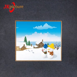 Di vendita caldo bella fuochi d'artificio e inverno nevicata paesaggio della tela di canapa pittura - Product Image 5