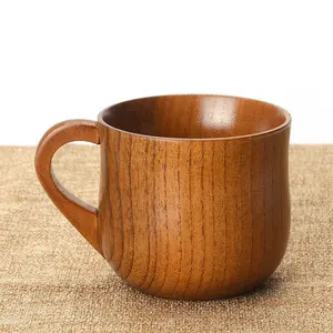 Taza de agua de madera de bambú ecológica, Original, Natural oscuro, Degradable, hecha a mano, con mango