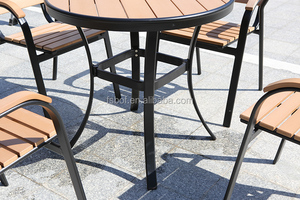 restaurant furniture dining <strong>round</strong> <strong>table</strong> and chairs set outdoor <strong>patio</strong> furniture set waterproof stackable chair - Product Image 3