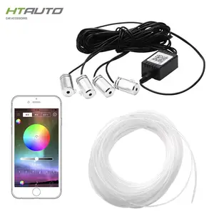 แถบไฟแอป HTAUTO 12V LED,แถบไฟเทป RGB ภายในรถยนต์