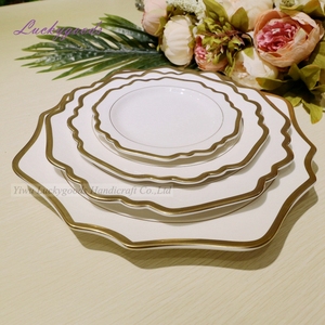 Assiettes de mariage de restaurant bon marché rondes en tournesol rime or rose blanc - Product Image 2