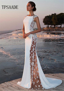 Elegante <span class=keywords><strong>Abito</strong></span> da <span class=keywords><strong>Sposa</strong></span> a Sirena con Applicazioni in Pizzo e Scollatura a Barca 2025 WF521 - Product Image 2