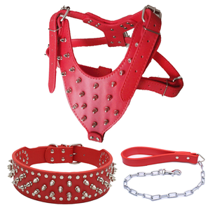Alta calidad Real con punta de cuero Collar de perro y Correa, arnés Set de cuero perro Collar de entrenamiento - Product Image 2