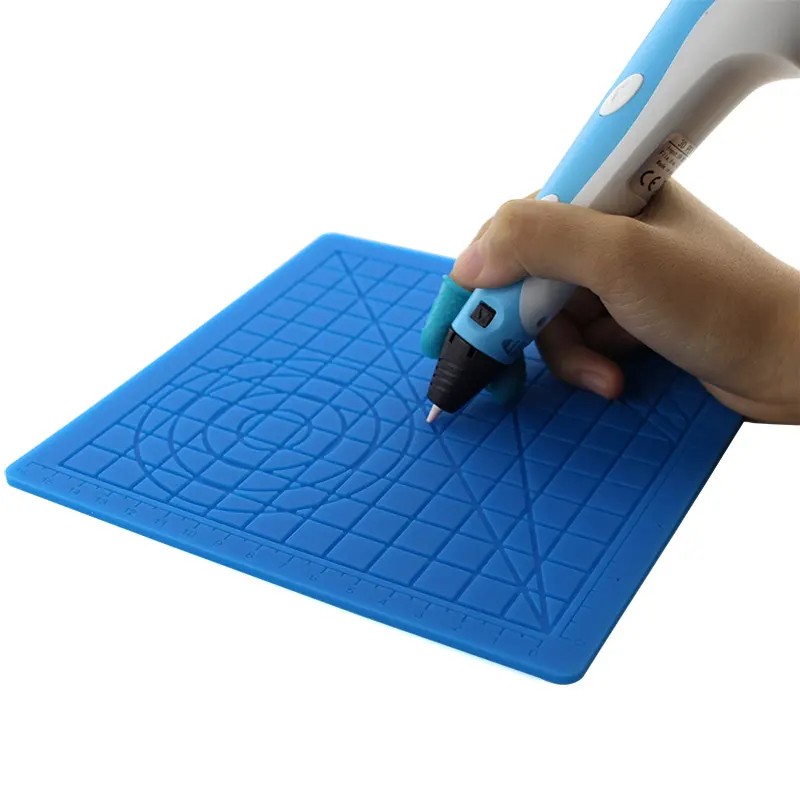 3D pluma de impresión diseño de silicona estera con plantilla básica con 2 dedos de silicona tapas gran 3D pluma herramientas de dibujo