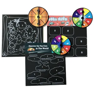 FUNWOOD GQC Kids Playing Ideal Promotional Gift Set,Scratch Board Printing,Kids Game Card with Wheel Disk