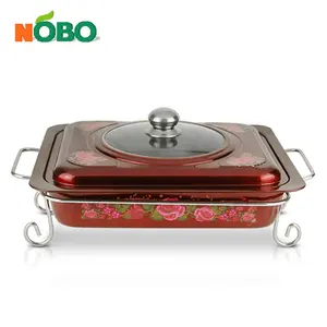 Customized colorful decal design hot food warmer buffet server with glass lids