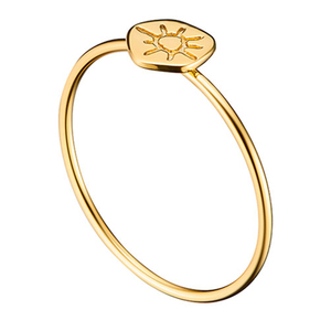 Anillo de Plata de Ley 925 con forma de moneda para mujer, sortija simple con forma de disco solar, venta al por mayor, Gemnel - Product Image 2